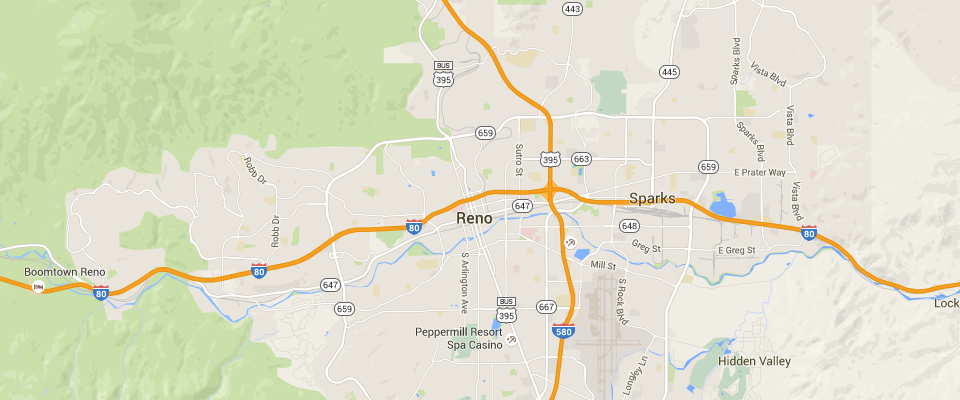 Reno Dumpster Rental Service Area Map